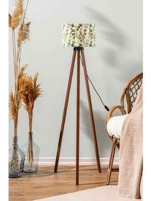 Normadia Okaliptus Ahşap Üç Ayaklı Silindir Lamba, Şık ve Modern Tasarım