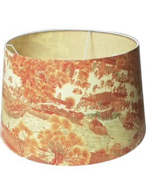 Normadia Açık Kahve Desenli Lambader Şapkası, 40 cm Çap, 33 cm Yükseklik