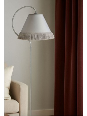 Normadia Elips Siyah Gümüş Patine Püsküllü Çise Lambader, Modern Salon Lambası