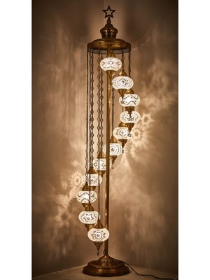 Normadia Renkli Cam Mozaik Lambader, El Yapımı, Etnik ve Boho Tarzı, 2.1 M Uzunluk