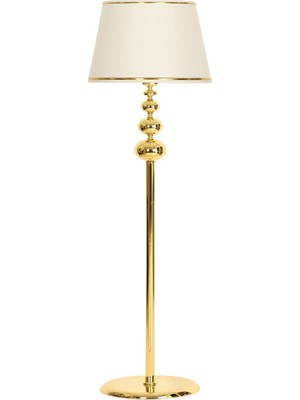 Normadia Şık Üçlü Metal Küre Lambader, Gold Şerit Detaylı, Modern Tasarım