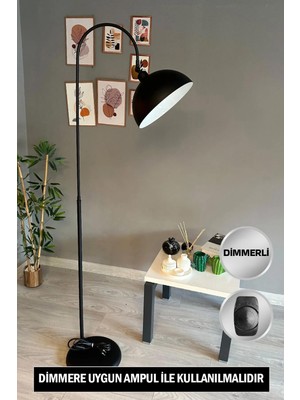 Normadia Siyah Metal Lambader, Ayarlanabilir Dimmerli Işık, Hareketli Tasarım