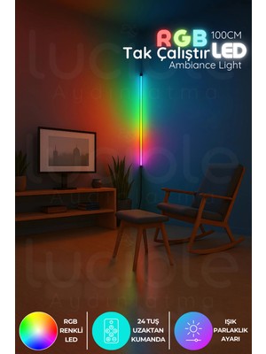 Normadia Rgb LED Abajur Aplik, Uzaktan Kumandalı, 16 Renkli, 4 Animasyonlu, Gece Lambası