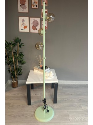 Normadia Bal Rengi Cam Başlıklı Modern Metal Zemin Lambası, Oturma Odası Dekoru