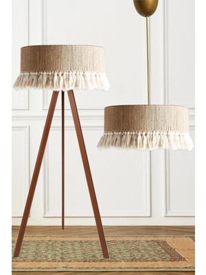 Normadia 2'li Jüt Püsküllü Hasır Ipli Avize ve Lambader Seti