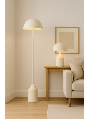 Normadia Mantar Model Krem Masa Lambası ve Lüks Lambader Ikili Set, Şık Dekorasyon