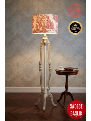 Normadia Vintage Toile De Jouy Desenli Şık Lambader Başlığı