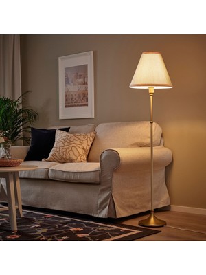 Normadia Şık Pirinç Bej Yer Lambası, 143 cm Uzunluk, Evinize Zarif Dokunuş