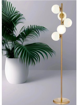 Normadia Şık ve Modern 5 Li Camlı LED Lambader ile Yaşam Alanınıza Zarafet Katın