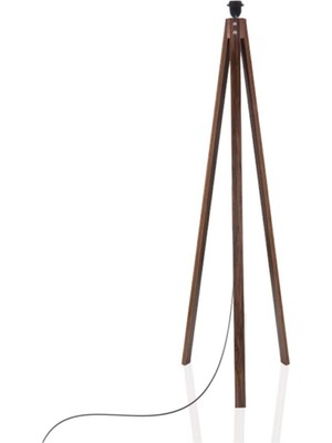 Normadia Şık Ahşap Tripod Lambader Ayağı, Üçlü Tasarım, Kahverengi