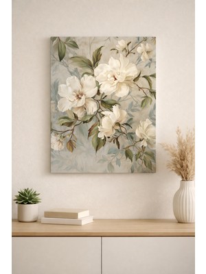 Artease Modern Beyaz Soft Çiçekler Kanvas Tablo