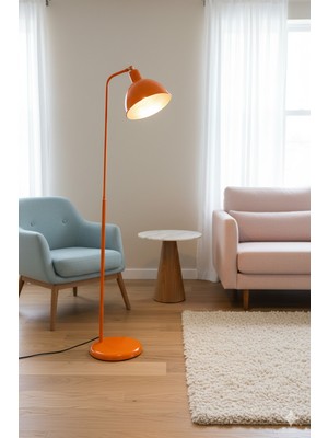 Normadia Turuncu Metal Lambader, Modern Yerden Aydınlatma, Şık ve Zarif Tasarım