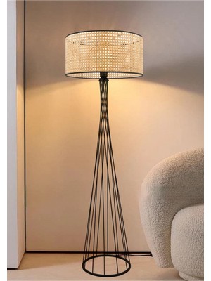 Normadia Modern Rattan Metal Gövdeli Lüks Lambader, Şık ve Zarif Tasarım