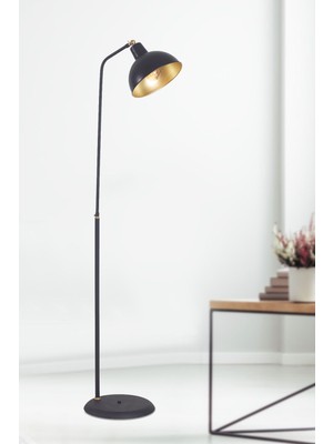 Normadia Modern Sarı-Siyah Metal Gövde Lüx Yerden Aydınlatma Lambader