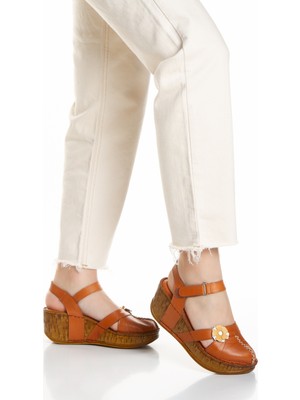 Ender Iç Dış Hakiki Deri Dolgu Taban Önü Kapalı Kadın Sandalet