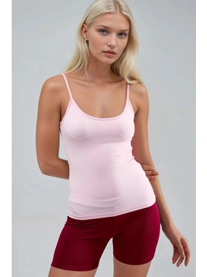 Hiccup Kadın Busem Vücuda Oturan Poliamit Atlet Toz Pembe