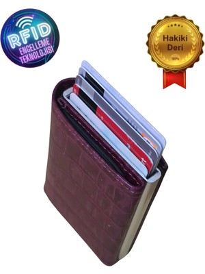 Basarideri Hakiki Deri Otomatik Mekanizmalı Rfid Korumalı Erkek Kartlık Cüzdan