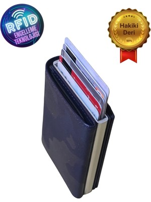 Basarideri Hakiki Deri Otomatik Mekanizmalı Rfid Korumalı Erkek Kartlık Cüzdan