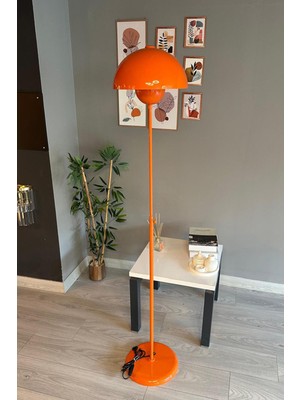 Normadia Turuncu Metal Lambader, Modern Dekoratif Zemin Aydınlatması