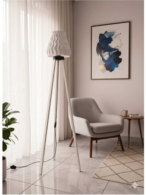 Normadia Modern Salon ve Oturma Odası Için Şık Ahşap Ayaklı Lambader