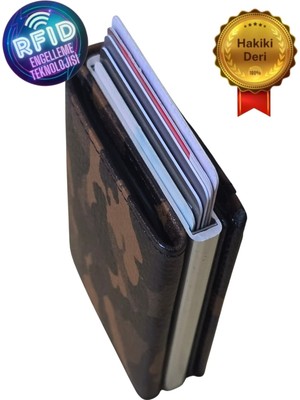 Basarideri Hakiki Deri Otomatik Mekanizmalı Rfid Korumalı Erkek Kartlık Cüzdan
