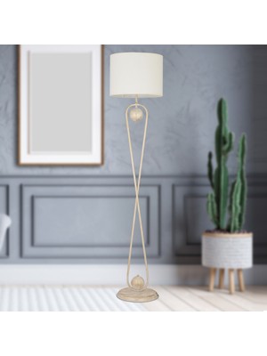 Normadia Şık Beyaz Modern Ayaklı Abajur Lamba, Metal Tasarım, Ev Dekorasyonu