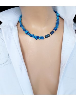Sinem Şanlı Atelier Diş Mercan Lapis Lazuli Altın Kaplama Doğal Taş Kolye Renk Seçenekli