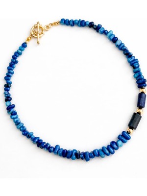 Sinem Şanlı Atelier Diş Mercan Lapis Lazuli Altın Kaplama Doğal Taş Kolye Renk Seçenekli