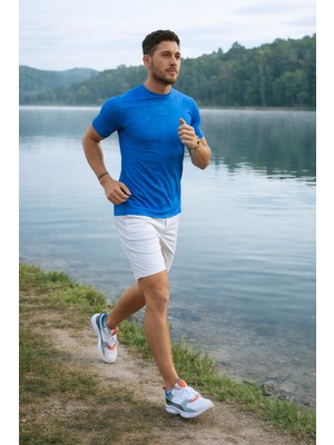 Lektrik Mavisi - Erkek Spor Tişört – Nefes Alan Esnek Kumaş