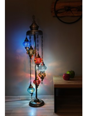 Normadia Renkli 7 Küreli Mozaik Lambader, Osmanlı Tarzı Ev Dekoru 150X46 cm