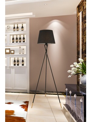 Normadia Şık Siyah Tripod Ayaklı Dekoratif Salon Lambası