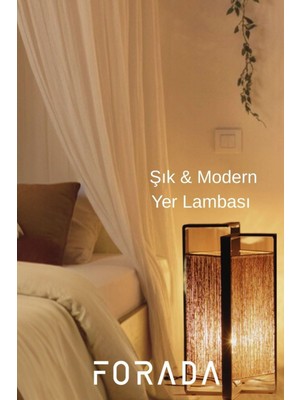 Normadia Şık Metal Yer Lambası ile Dekoratif Kağıt Ip Örgü Tasarımı