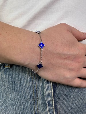 Arvens Silver Erkek Lacivert Taş Bileklik Paslanmaz Çelik Renk Atmaz Kararmaz Çelik Bileklik Ayarlanabilir