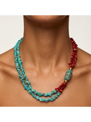 THEIA GemWorks Coraia — Turkuaz, Mercan & Hematit Kolye