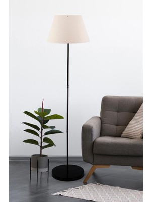 Normadia Siyah Metal Ayaklı Konik Kumaş Başlıklı Modern Lambader