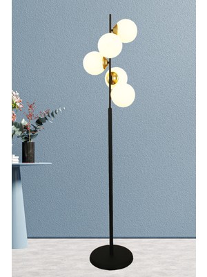 Normadia Şık Siyah, Gold ve Beyaz Camlı Modern Lambader Seti