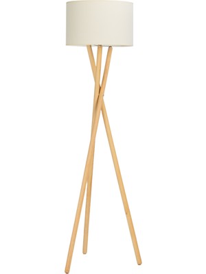 Normadia Şık Ahşap Ayaklı Krem Lambader, Modern ve Zarif Tasarım