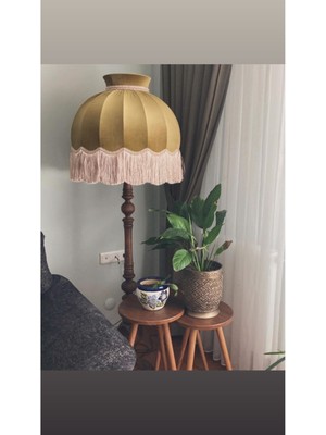 Normadia Yeşil Ahşap Ayışığı Abajur Ayak Şapka, Şık ve Doğal Dekorasyon Detayı