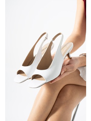 Best Cover Elvına Kadın Açık Burun Slingback Ince Topuklu Ayakkabı