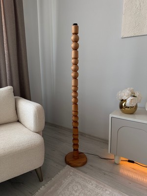 Normadia Şık Ahşap Lambader, 7 Kaplı Doğal Renkli Modern Tasarım