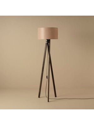 Normadia Şık Ahşap Lambader, Jüt ve Siyah Detaylar, 40X40X125 cm