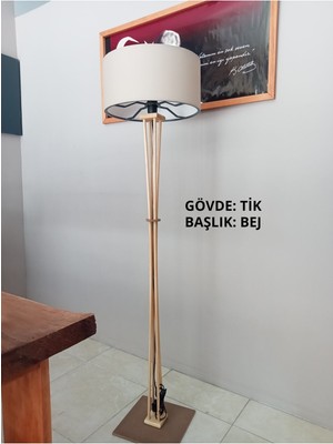 Normadia Doğal Ahşap Köşe Lambası - Bej Renk, Şık ve Sıcak Atmosfer