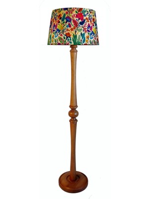 Normadia El Yapımı Masif Lambader, Bahar Desenli, Ayaklı, Ceviz Renkli