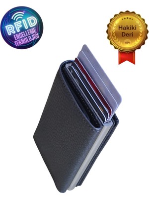 Basarideri Hakiki Deri Otomatik Mekanizmalı Rfid Korumalı Erkek Kartlık Cüzdan