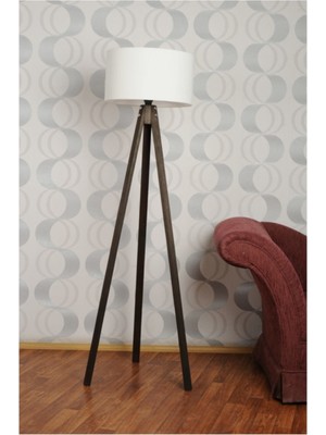 Normadia Şık 3 Ayaklı Tripod Lambader Abajur Kumaş Başlık Beyaz