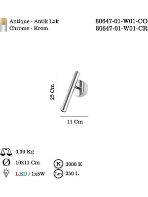 Skygo Balıva Teklı Krom Ledlı Aplık 3000K