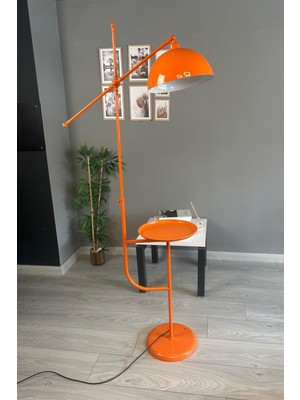 Normadia Turuncu Lambader ve Tepsili Modern Metal Makas Gövde Oturma Odası Aydınlatması