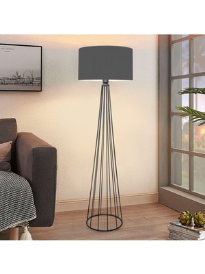 Normadia Antrasit Silindir Başlıklı Metal Lambader Aydınlatma, Modern ve Şık Tasarım