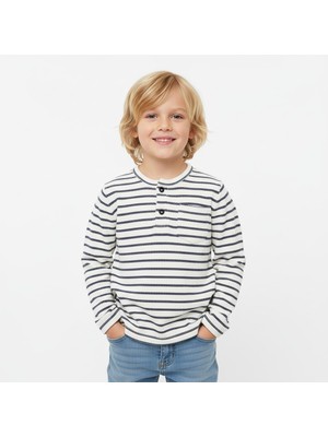 Seabubbles Önü Düğmeli Çizgili Erkek Çocuk Sweatshirt