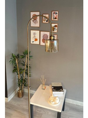 Normadia Bal Renkli Modern Cam Lambader, Dekoratif Metal Oturma ve Çalışma Lambası